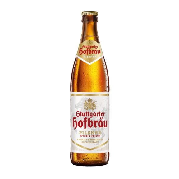 Eine Flasche Stuttgarter Hofbräu Pilsner