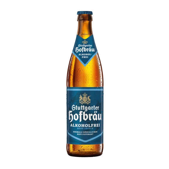 Eine Flasche Stuttgarter Hofbräu Alkoholfrei